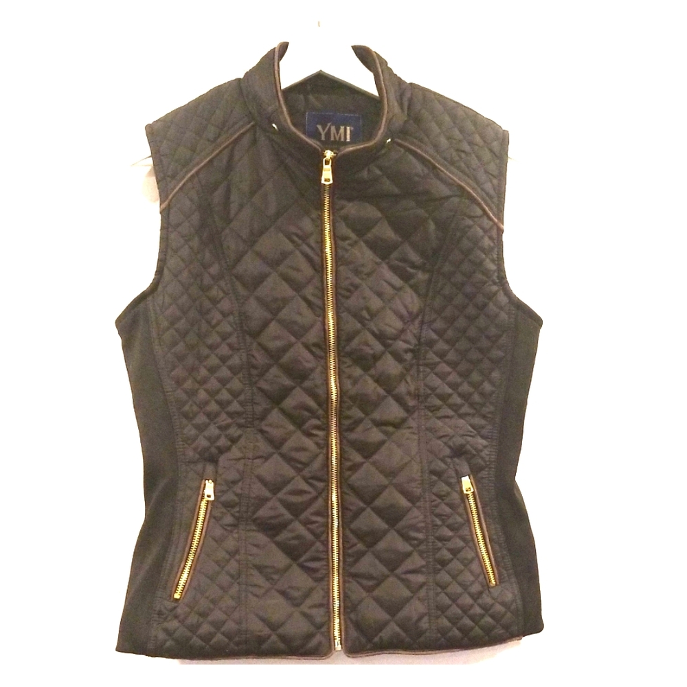 YMI Women Size S Black Warm  Slim Quilted Vest